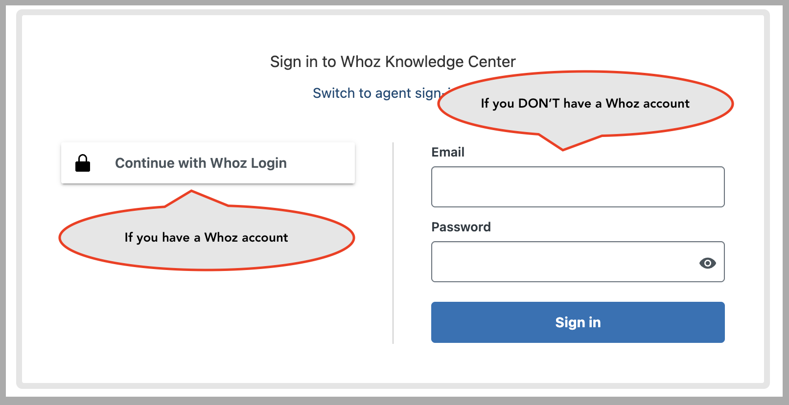 ZenDesk login screen
