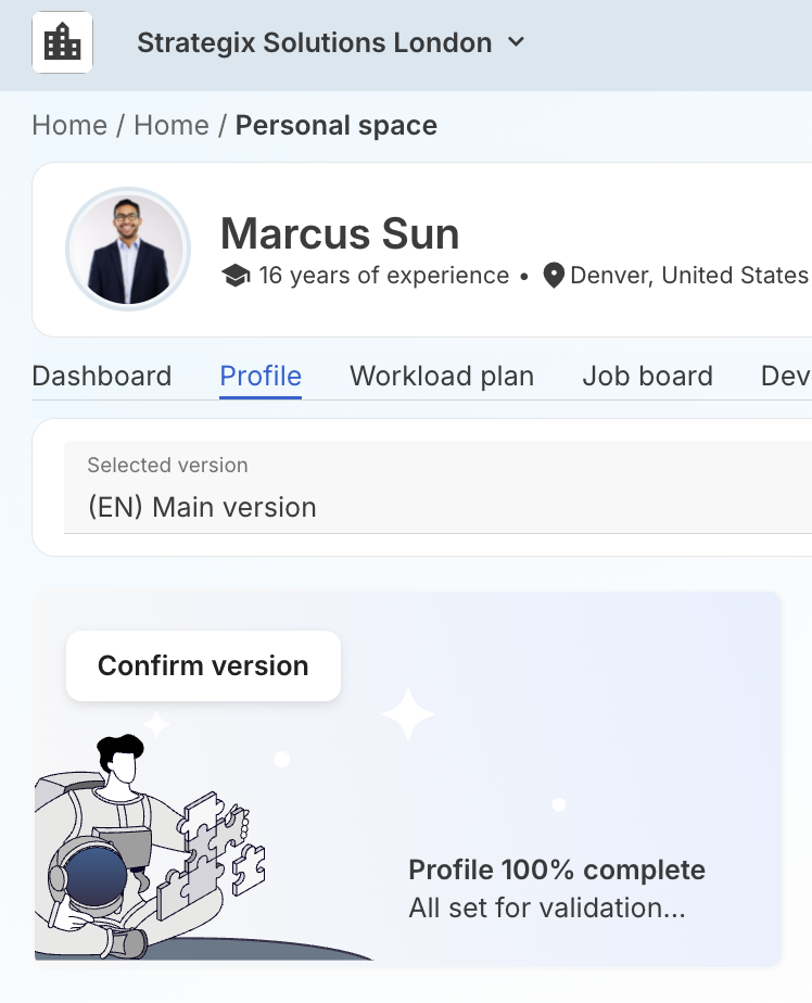 Bouton Confirmer la version